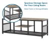 Industrial TV Stand with Metal Mesh Fit up to 55" TVs, 2-Tier Open Storage TV Cabinet Entertainment Center with Shelves for Living Room, Grey