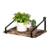Set of 2 Floating Shelves Wall Mount Rustic Wood Wall Shelves for Kitchen Living Room Bathroom Bedroom RT