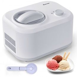 1.1 QT Ice Cream Maker Automatic Frozen Dessert Machine with Spoon (Color: White)