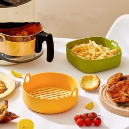 New Washable Foldable Silicone Air Fryer Baking Tray (format: Square Green)