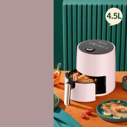 Household Intelligent Multi-function Oil-free Large-capacity Air Fryer (Dimensions: 4.5L, Color: Pink)